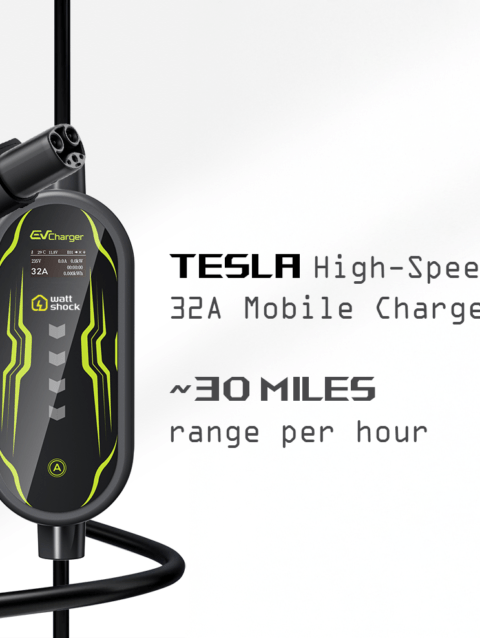 WattShock Tesla 32A Charger – High-Speed, Waterproof, get ~30 Miles/Hour